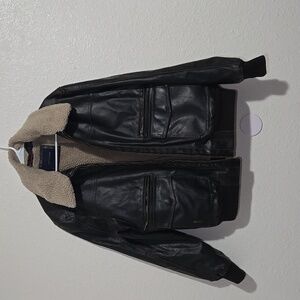 Vintage  Tommy Hilfiger Leather Aviator Bomber Distressed Jacket